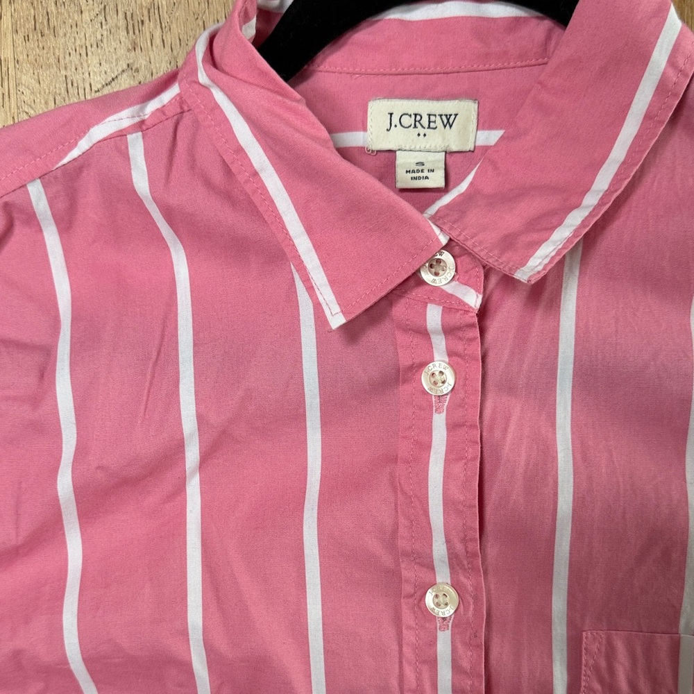 J. Crew women's Pink and White Striped Shirt - Picture 2 of 2